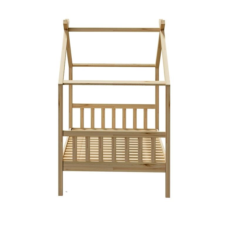 Oikiture Kids Single Bed Frame - Wooden Timber House Design for Imaginative Play