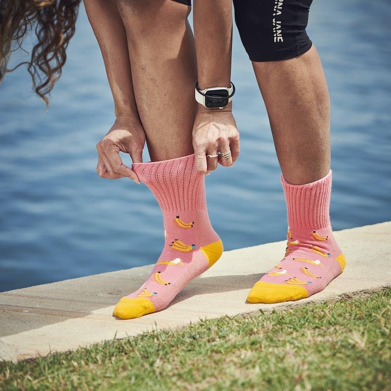 Glucology Copper-Infused Socks - 2 Pairs (Medium) - Fun Banana Design