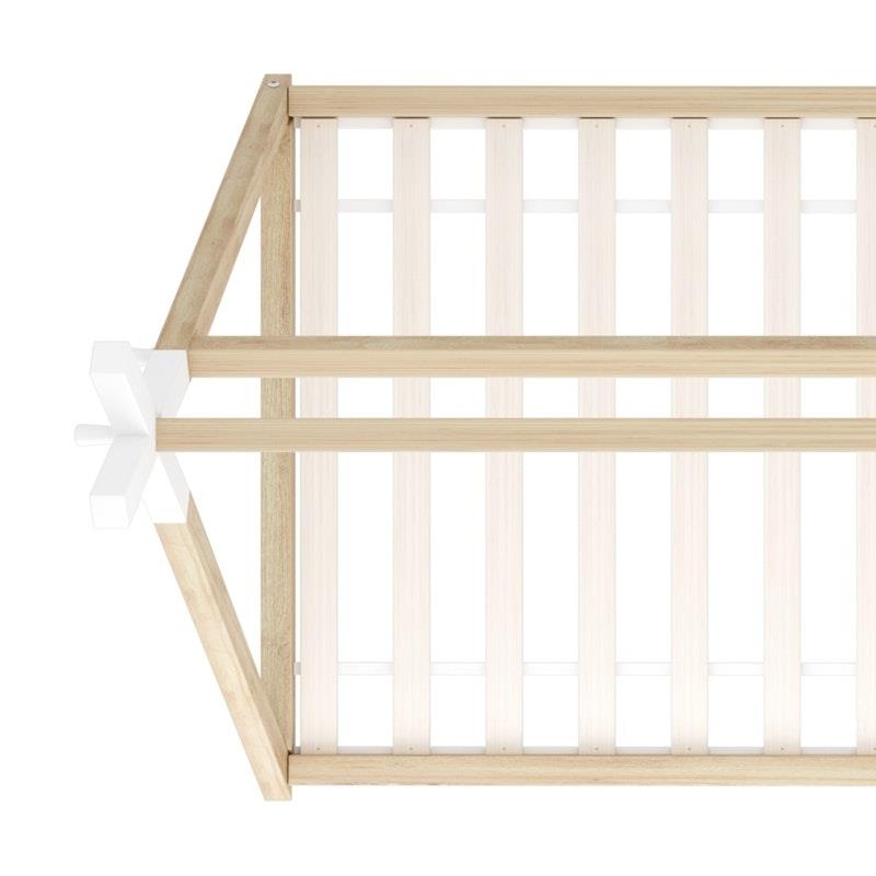 Oikiture Kids King Single Bed Frame - Wooden Timber Teepee House Design