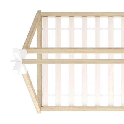 Oikiture Kids King Single Bed Frame - Wooden Timber Teepee House Design