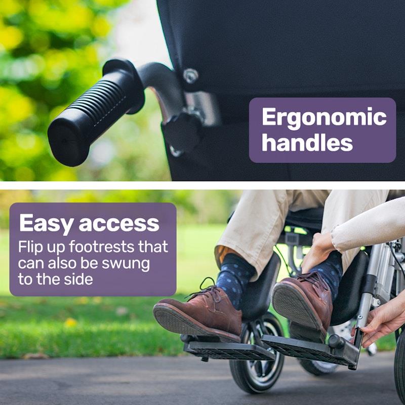 Equipmed Power Electric Wheelchair - Longrange Auto Recline (Grey & Black)