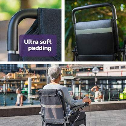 Equipmed Power Electric Wheelchair - Long Range, Airline Approved, Folding, Aluminium Frame - Blue