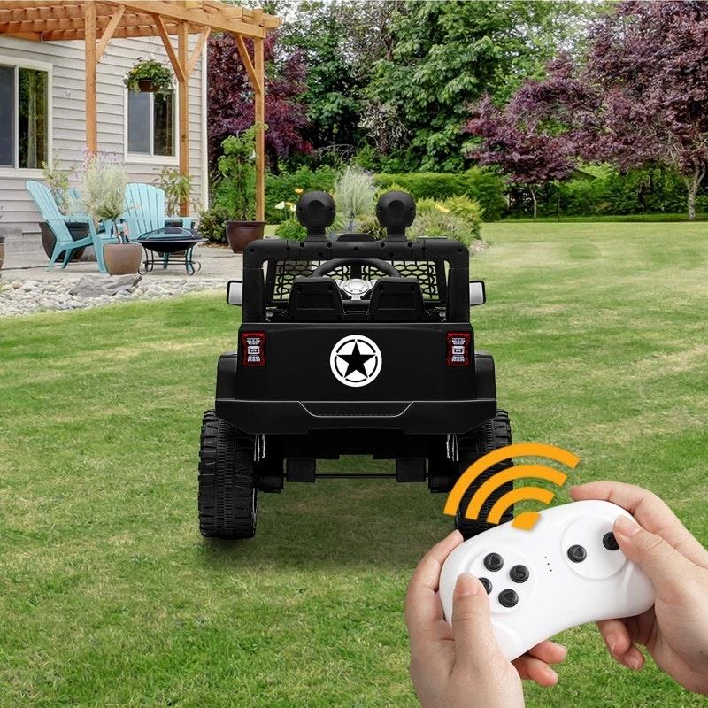 Mazam Kids Ride On Car - 12V Electric Jeep Remote Control Vehicle - Black