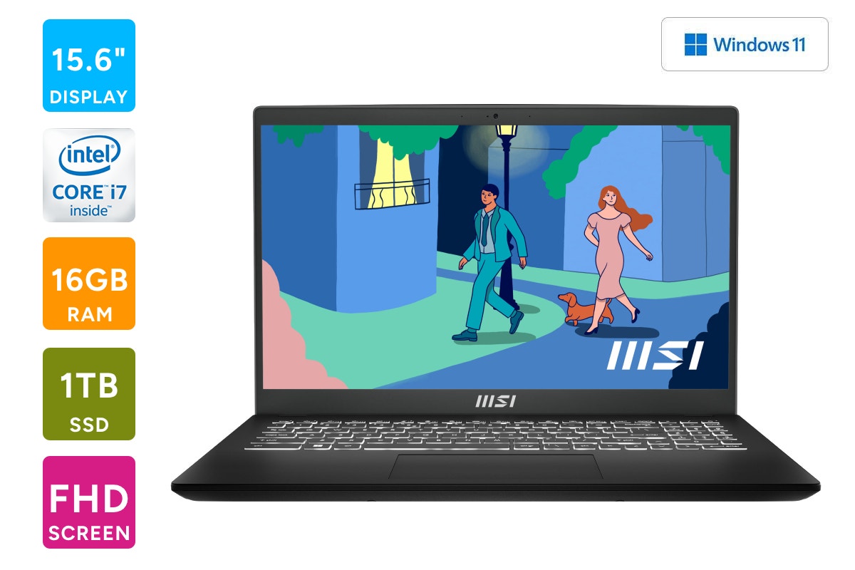 MSI Modern 15 B12MO-853AU 15.6" Full HD i7 Windows 11 Home Laptop (16GB, 1TB, SSD)