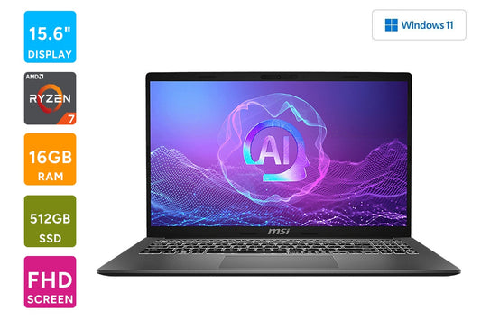 MSI Modern 15.6" Full HD Ryzen 7 AI Laptop (16GB, 512GB, F2HMG-001AU)