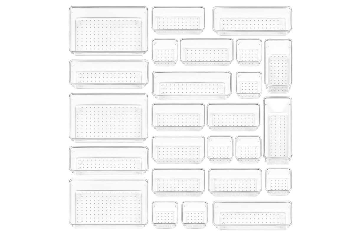 25 Piece Clear Drawer Organiser Set