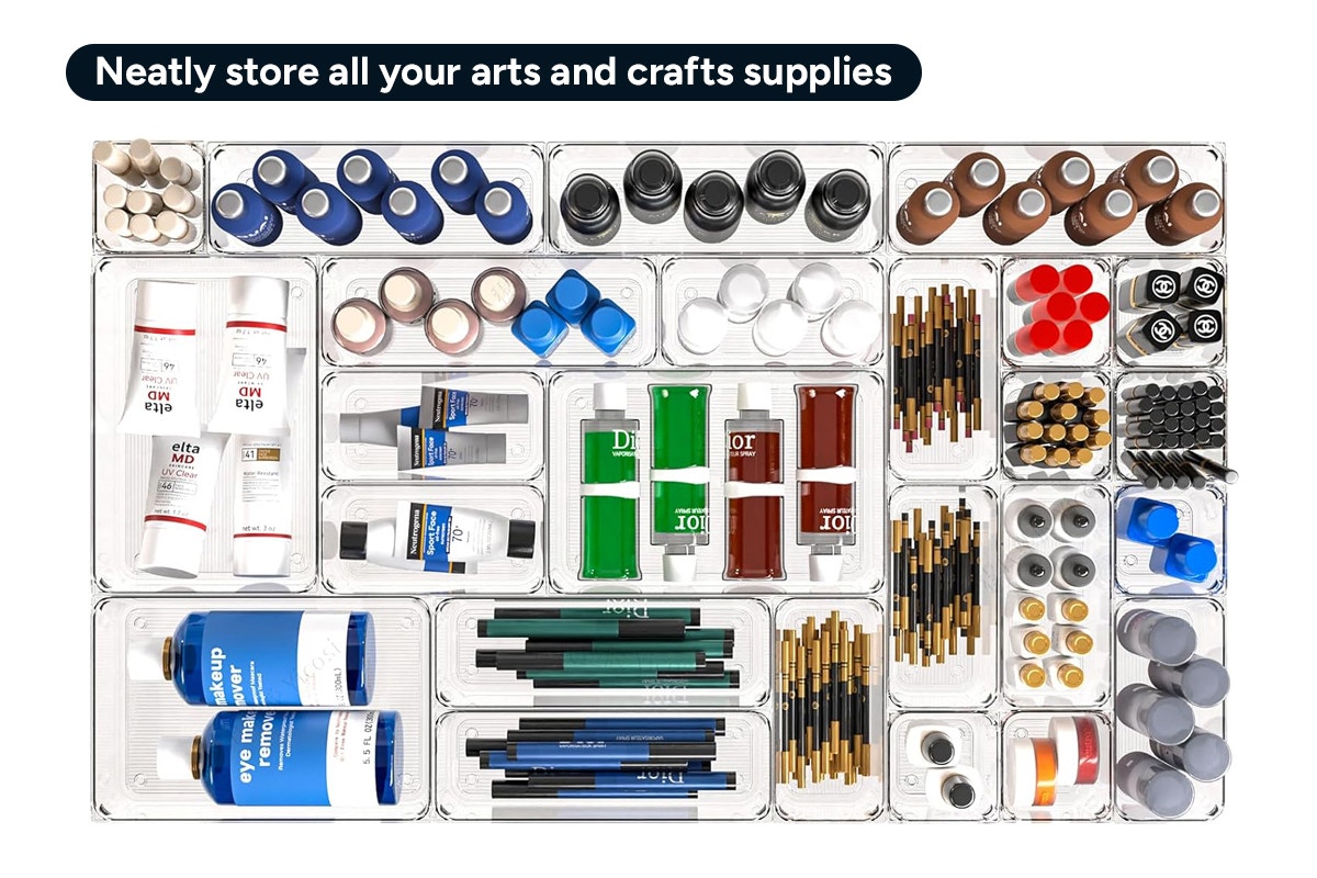 25 Piece Clear Drawer Organiser Set