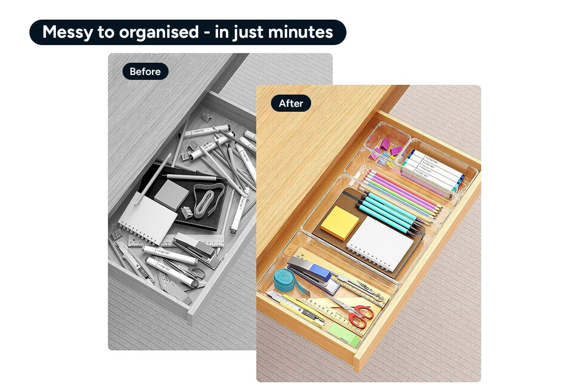 25 Piece Clear Drawer Organiser Set