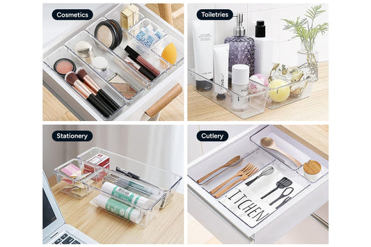 25 Piece Clear Drawer Organiser Set - Auzzistore