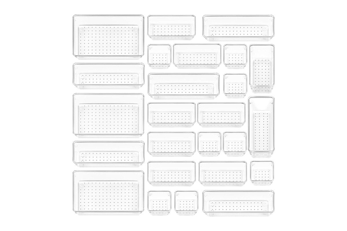 25 Piece Clear Drawer Organiser Set