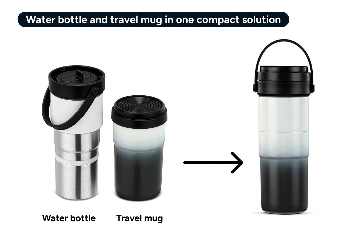 2-in-1 Insulated Water Bottle and Travel Mug