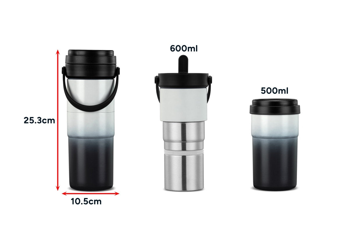 2-in-1 Insulated Water Bottle and Travel Mug