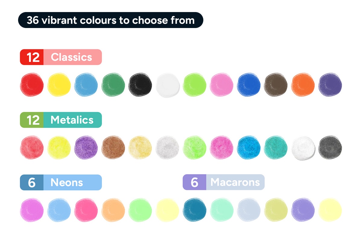 36 Piece Colour Water Tempera Paint Sticks Set