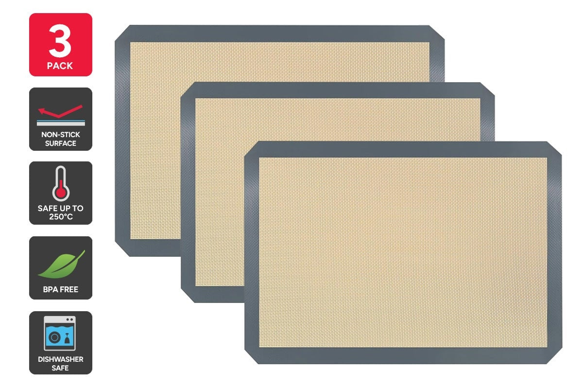 Reusable Silicone Baking Tray Mats (3 Pack)
