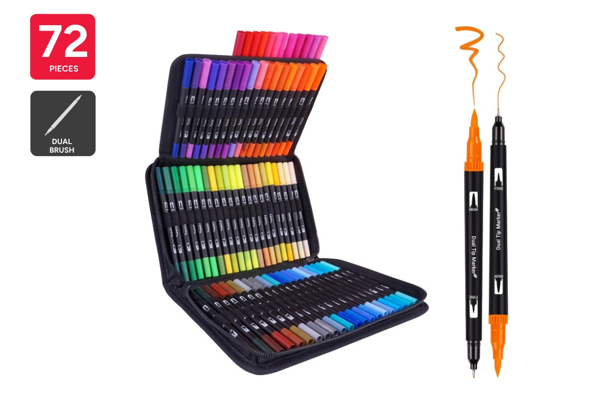 72 Piece Colour Dual Brush Marker Set