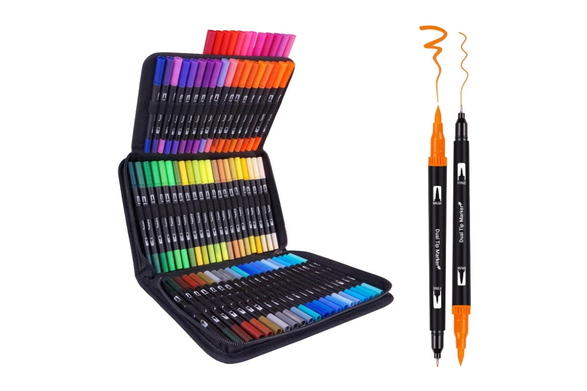 72 Piece Colour Dual Brush Marker Set