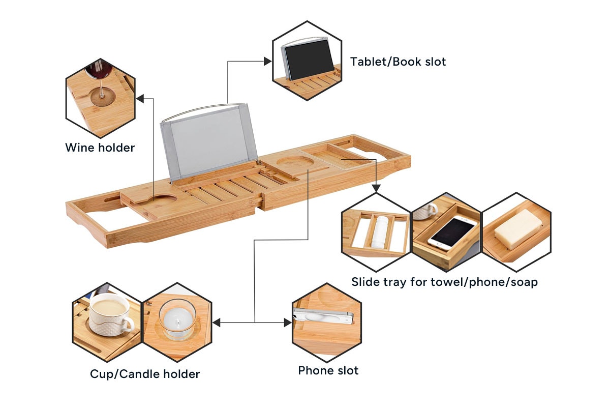 Adjustable Bamboo Bath Caddy