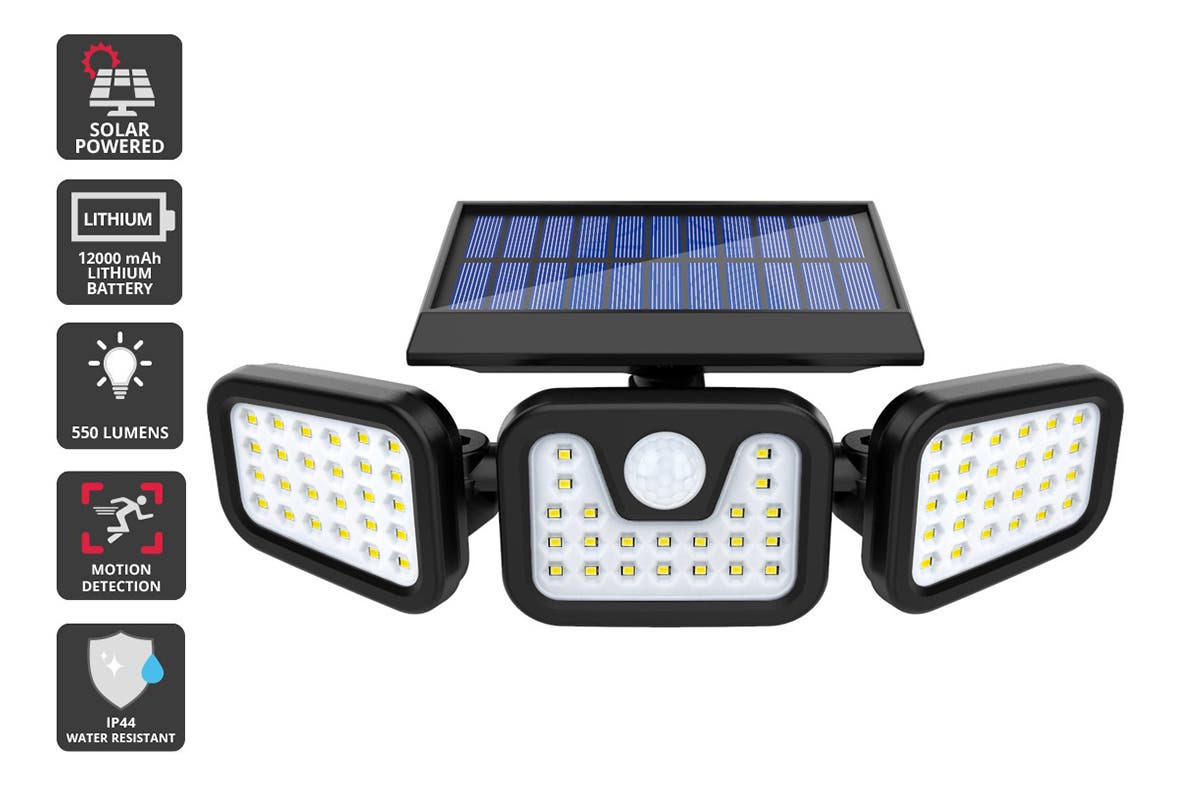 3-Headed Outdoor Solar Motion Sensor Light (2400mAh)