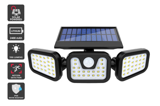 3-Headed Outdoor Solar Motion Sensor Light (2400mAh)