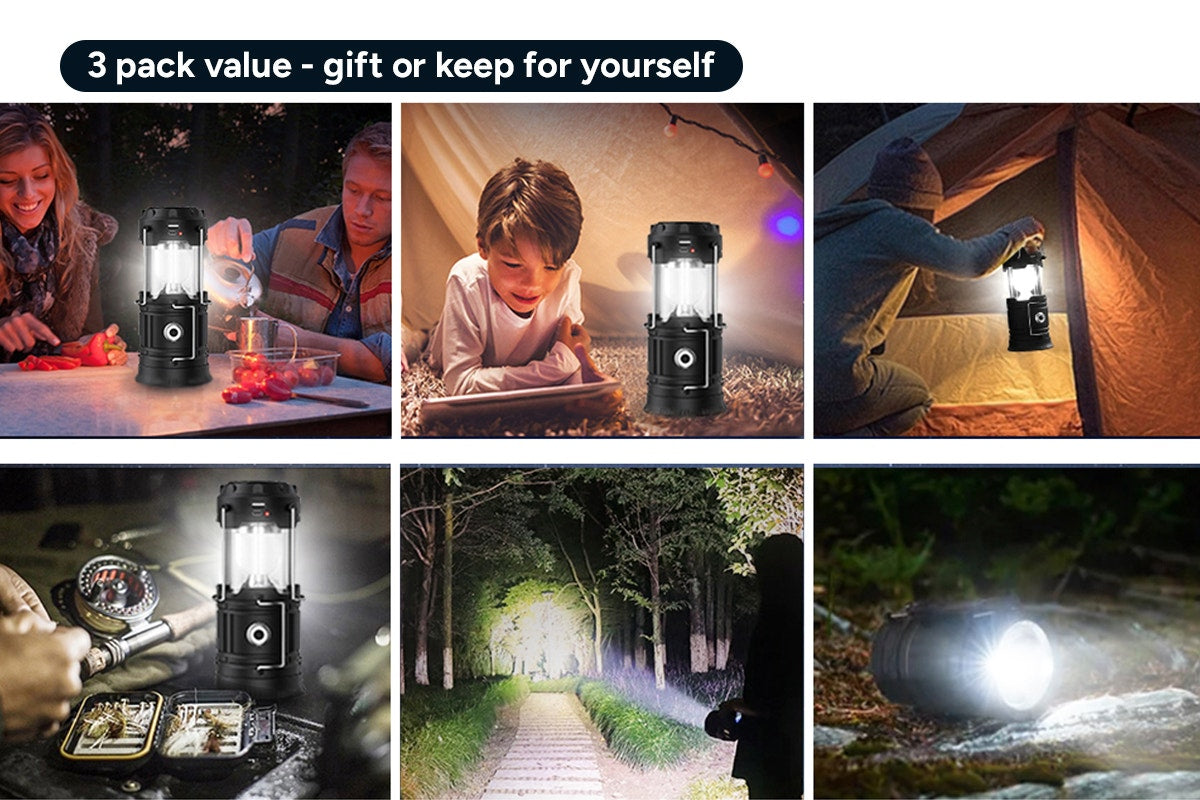 Rechargeable Solar LED Lanterns (3 Pack)