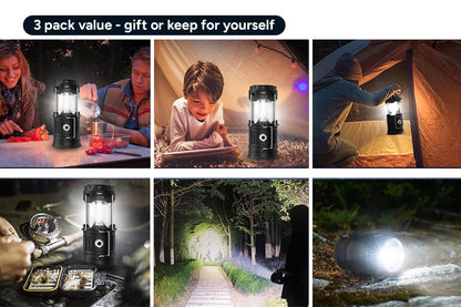 Rechargeable Solar LED Lanterns (3 Pack)