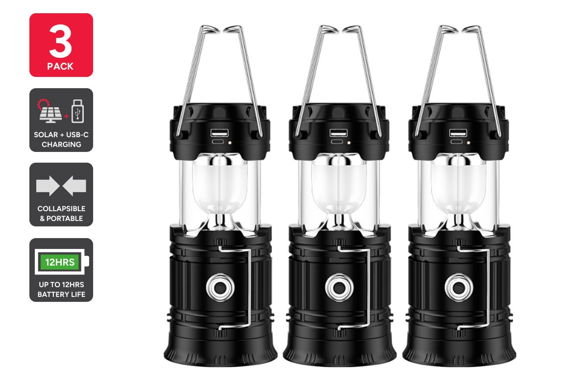 Rechargeable Solar LED Lanterns (3 Pack)