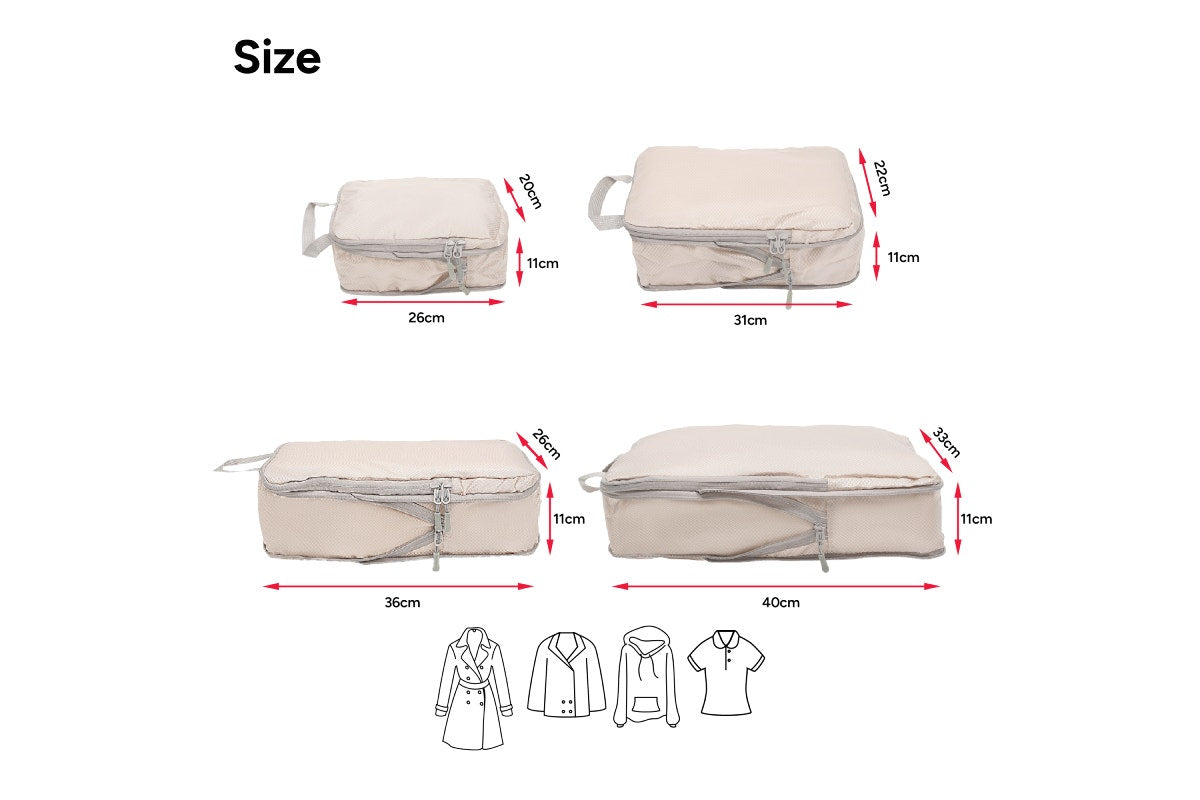 4 Piece Compression Travel Packing Cubes