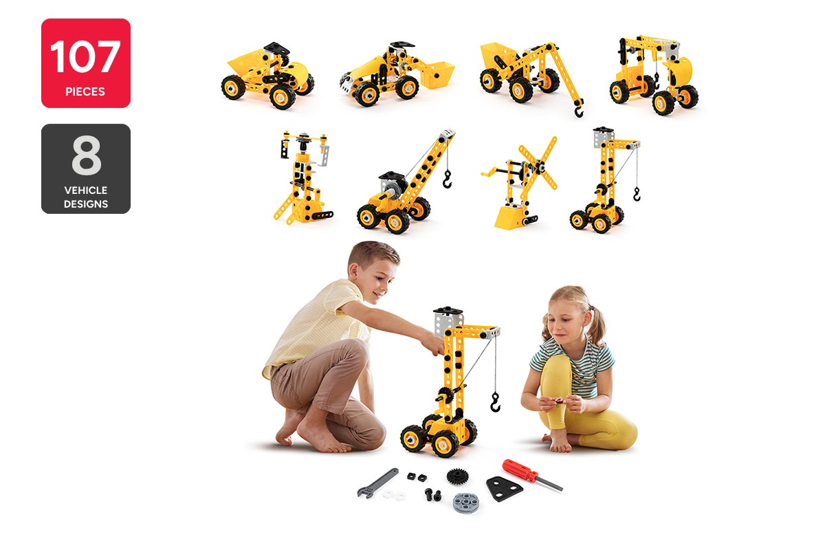 Kids 8-in-1 Construction Vehicle Building Set