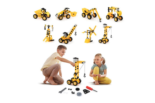 Kids 8-in-1 Construction Vehicle Building Set - Auzzistore