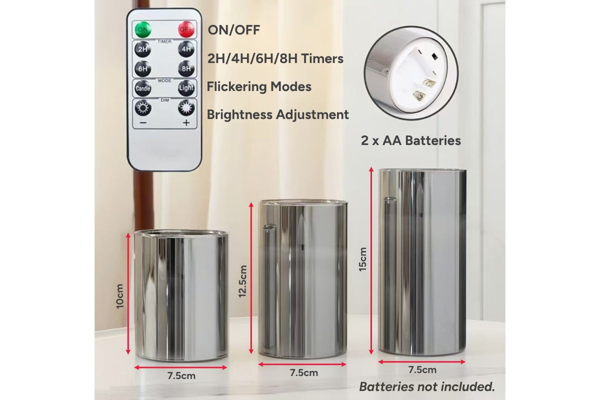 3 Piece LED Flameless Candle Set with Remote Control