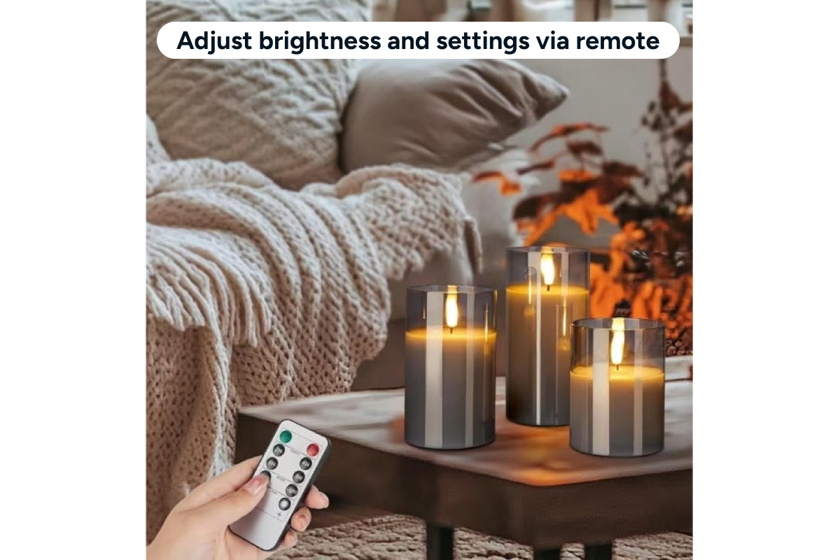 3 Piece LED Flameless Candle Set with Remote Control
