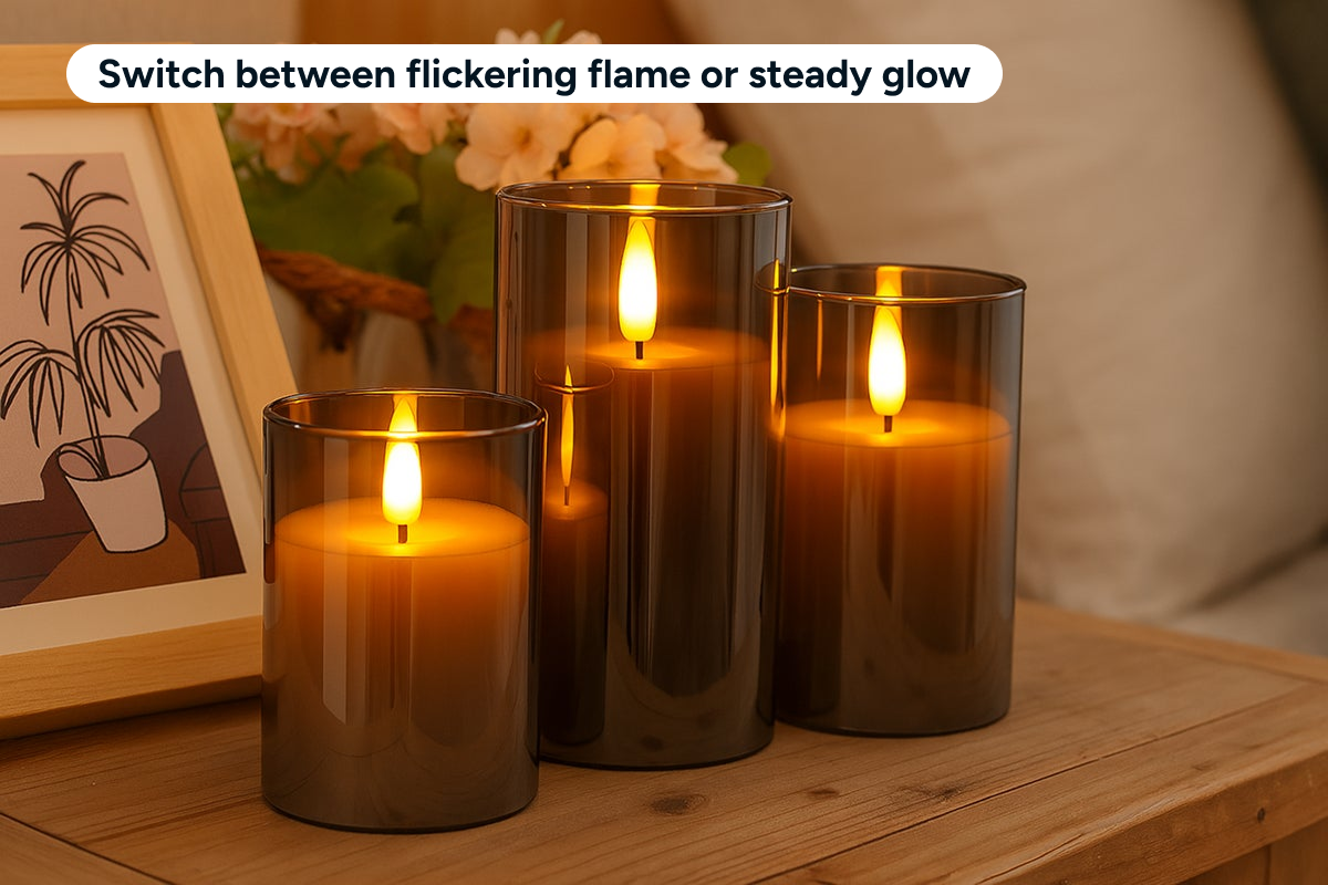 3 Piece LED Flameless Candle Set with Remote Control