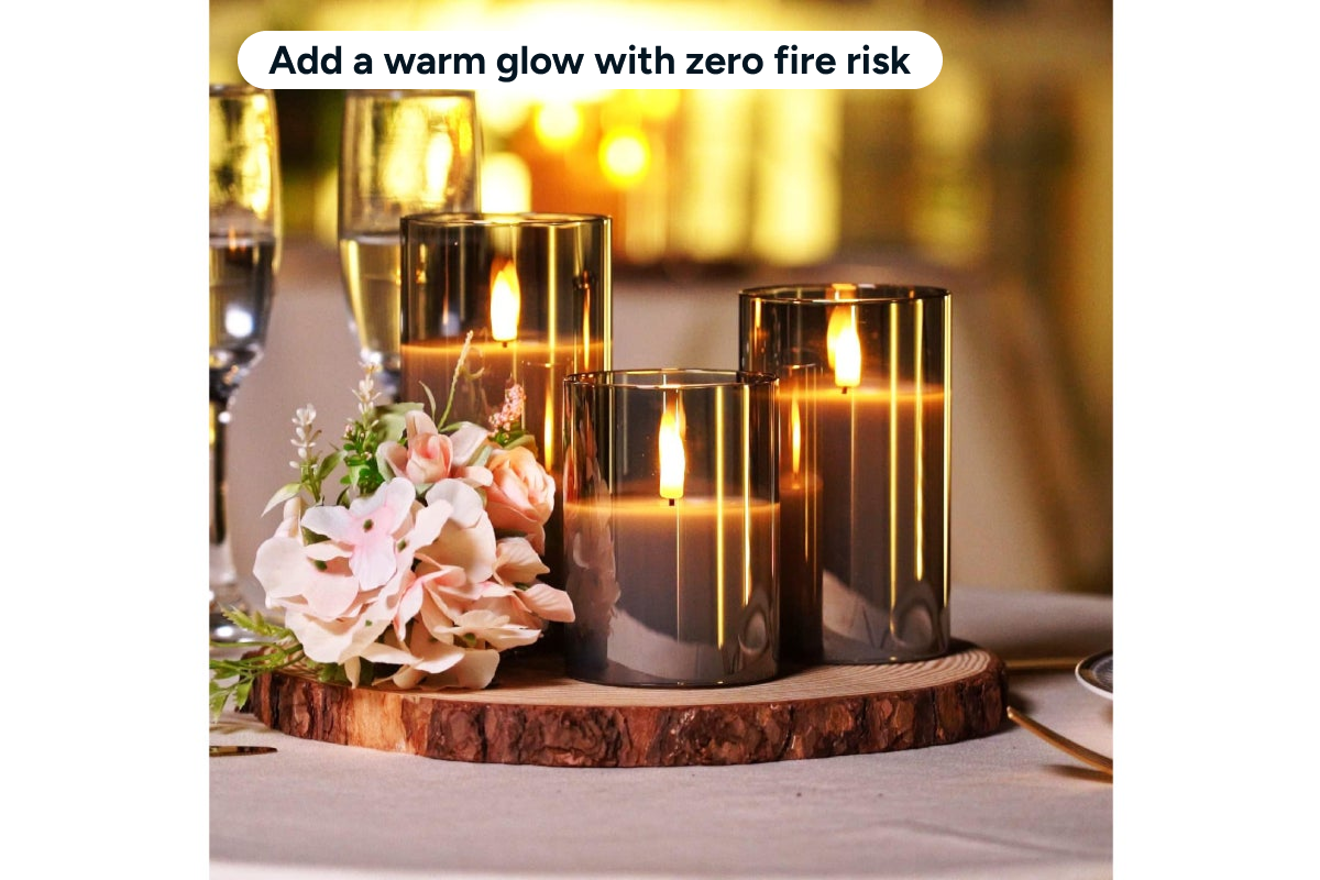3 Piece LED Flameless Candle Set with Remote Control