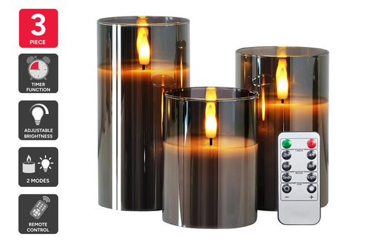 3 Piece LED Flameless Candle Set with Remote Control