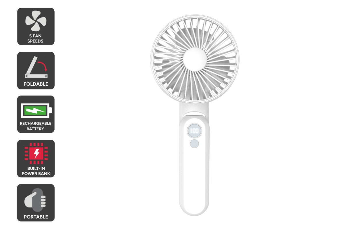 Foldable Handheld Fan with Power Bank