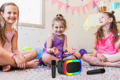 Mini Karaoke Machine with 2 Wireless Microphones (Black)