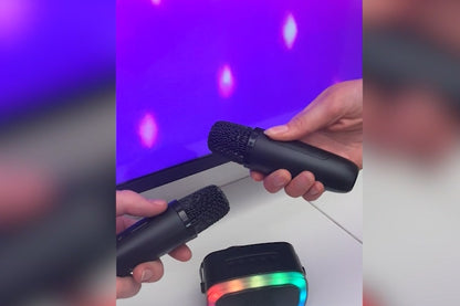 Mini Karaoke Machine with 2 Wireless Microphones (Black)