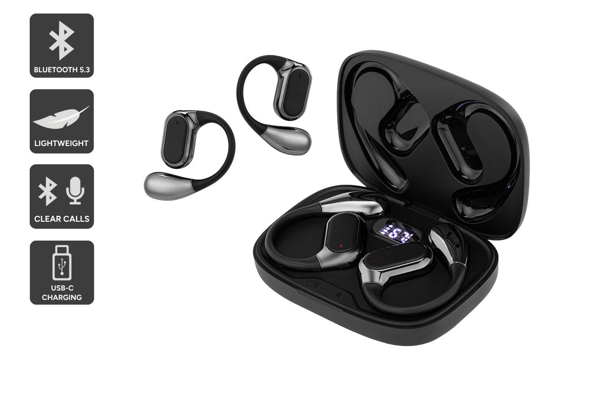 Open Ear Wireless Earbuds with Power Display