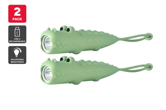 Kids Crocodile Rechargeable Silicone LED Torch (2 Pack)