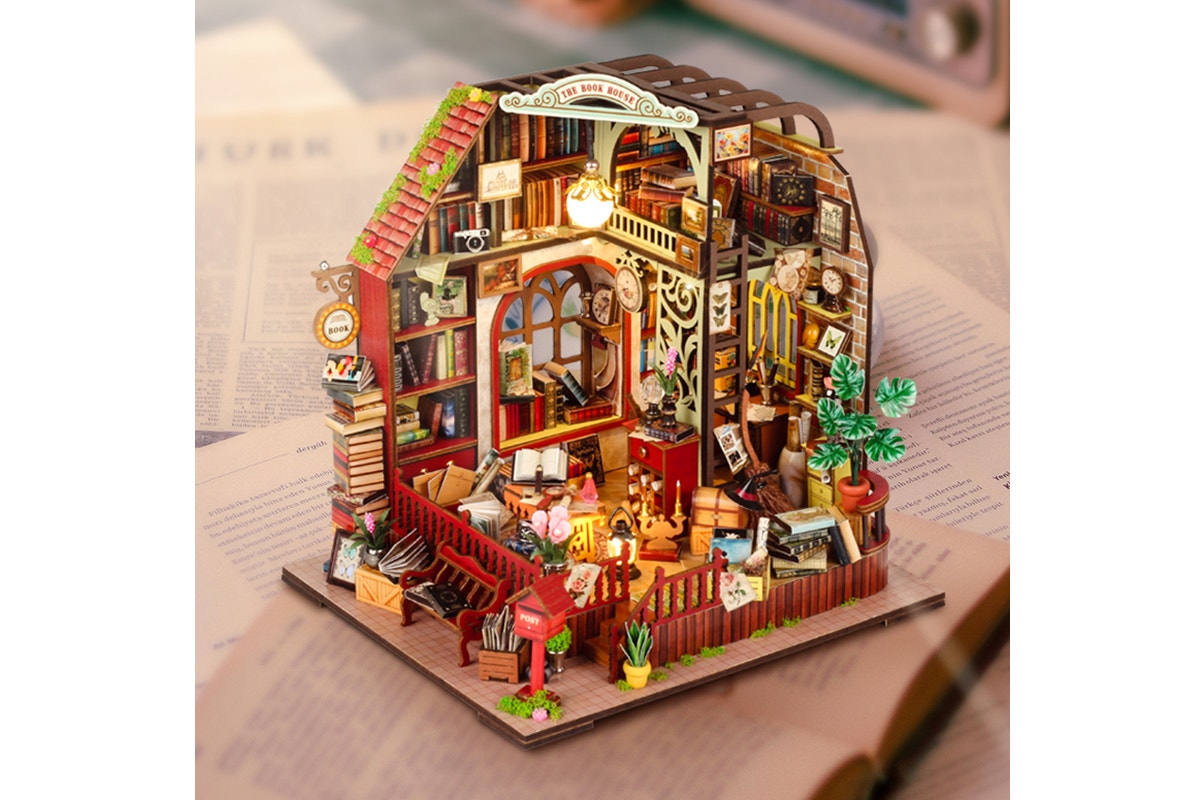 DIY Miniature Book Shop Kit with Music Box