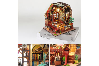 DIY Miniature Book Shop Kit with Music Box