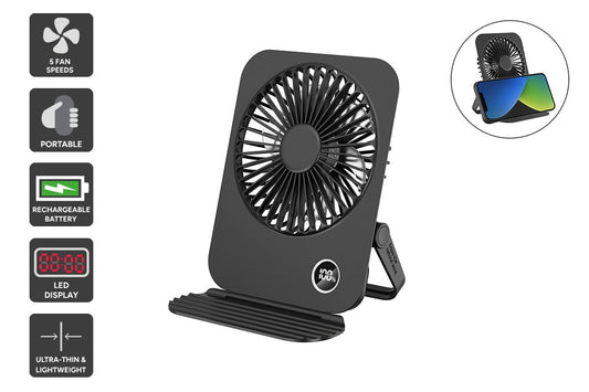 Mini Desktop Fan with Phone Stand
