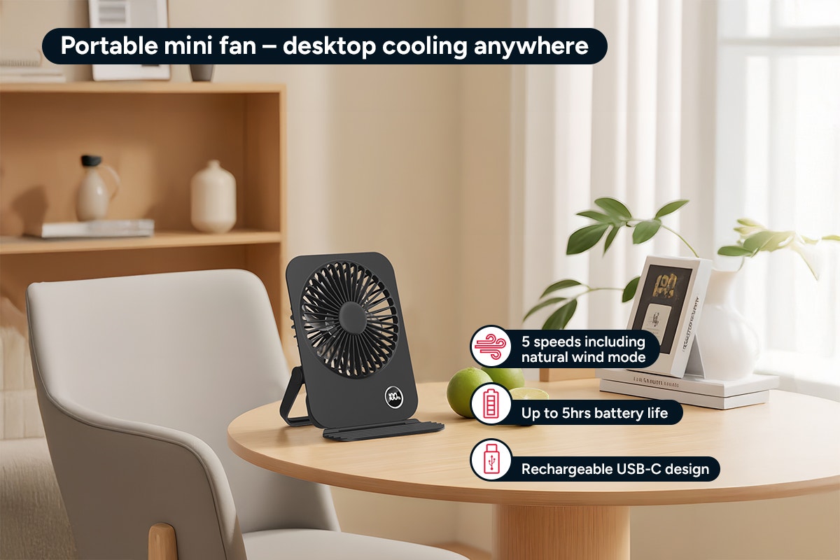 Mini Desktop Fan with Phone Stand