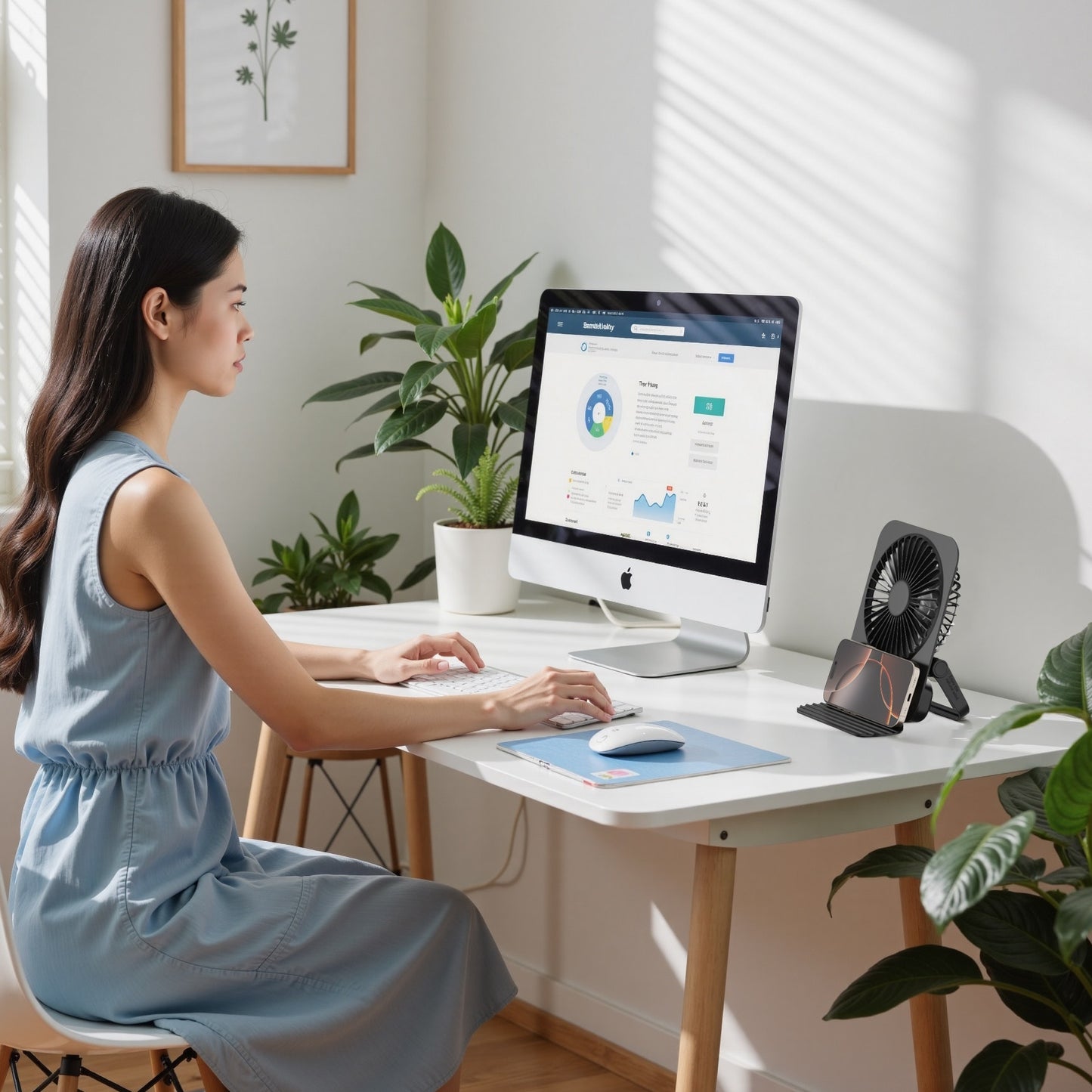 Mini Desktop Fan with Phone Stand