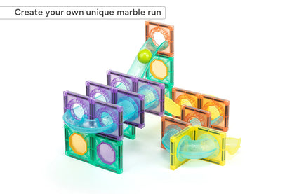 158 Piece Magnetic Building Tile and Marble Run Set