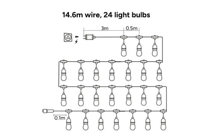 Outdoor 14.6m String Lights