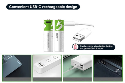 Rechargeable Lithium-Ion AA Batteries - 4 Pack