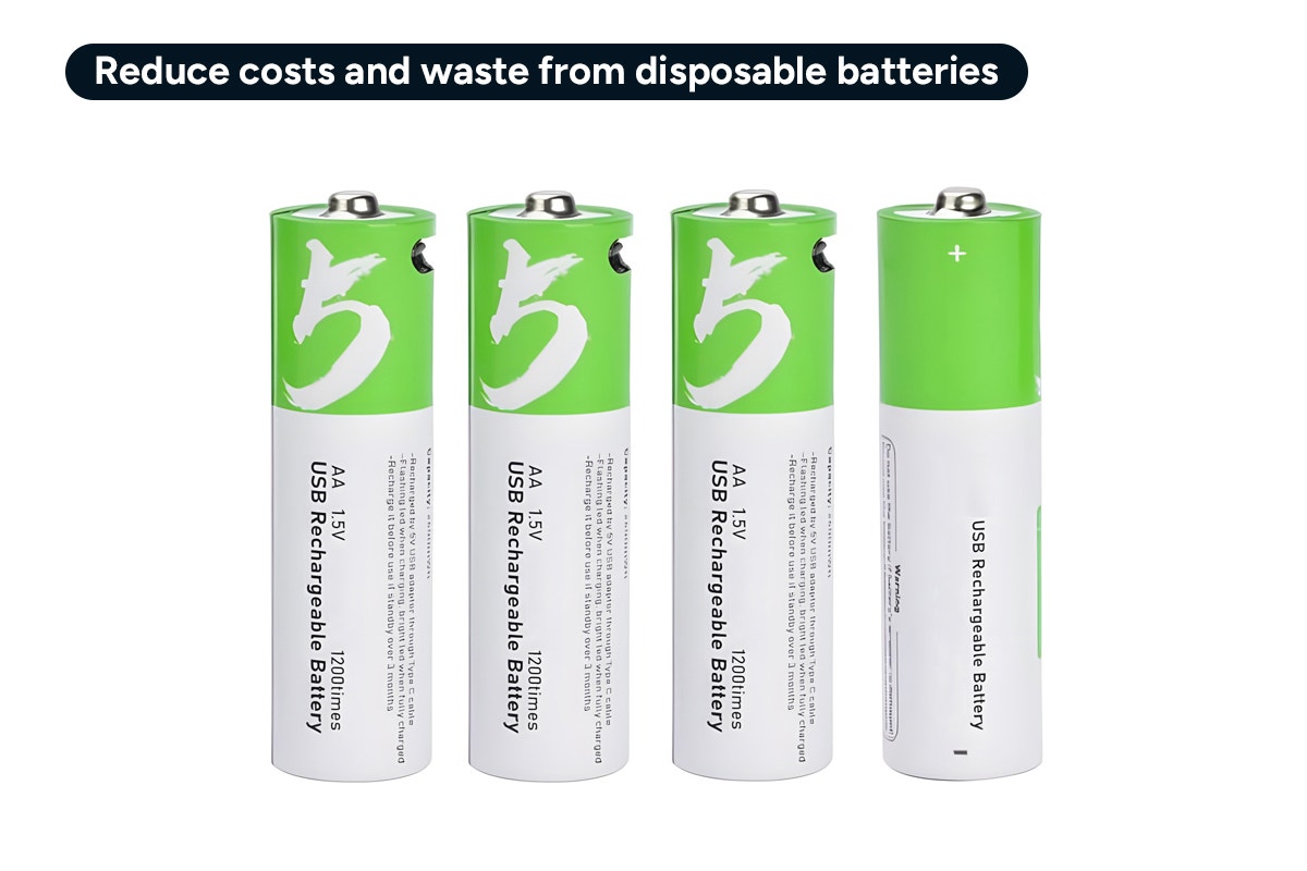 Rechargeable Lithium-Ion AA Batteries - 4 Pack