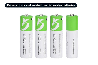 Rechargeable Lithium-Ion AA Batteries - 4 Pack