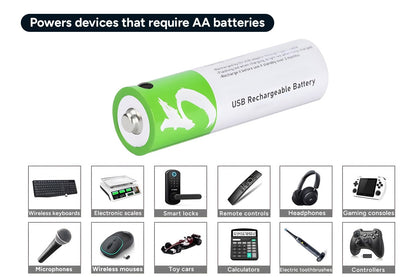 Rechargeable Lithium-Ion AA Batteries - 4 Pack